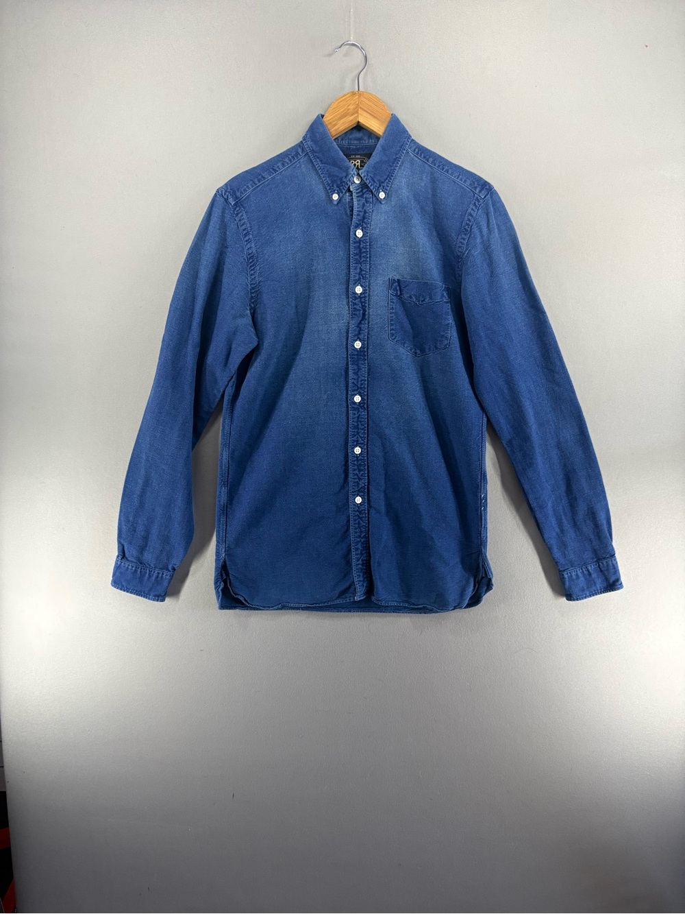 Rrl By Ralph Lauren Men Denim Long Sleeve Shirt Small Cotton Blue